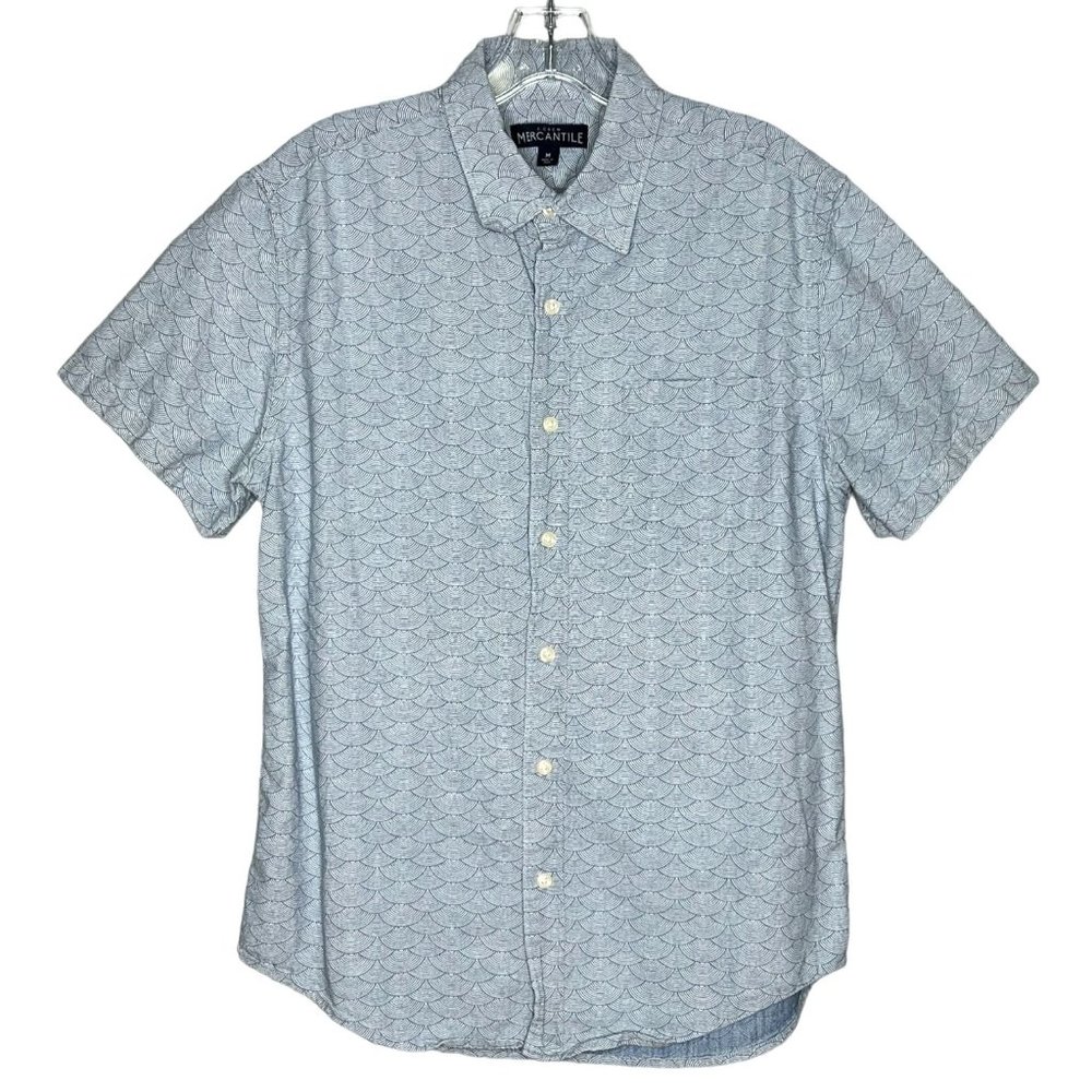 J. Crew Shirt‎ Mens Medium Blue Geometric Button Up Casual Workwear Preppy